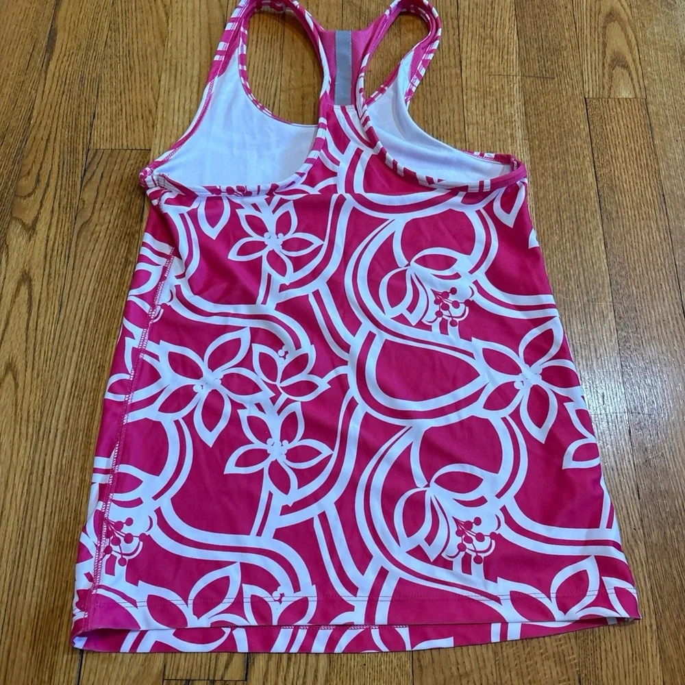Old Navy Pink and White Floral Athletic Tank Top - Picture 4 of 4
